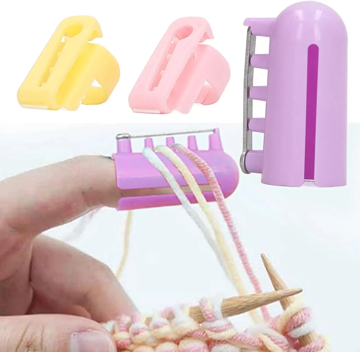 2 pezzi guida per filati set di supporti per dita filo filati separati strumenti ditale per maglieria in metallo per accessori per maglieria all'uncinetto