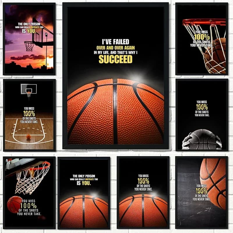 Basketball Inspirational Quote Canvas Painting Modern Boy Room Poster and Print Fashion Club Wall Art Gym Home Decor