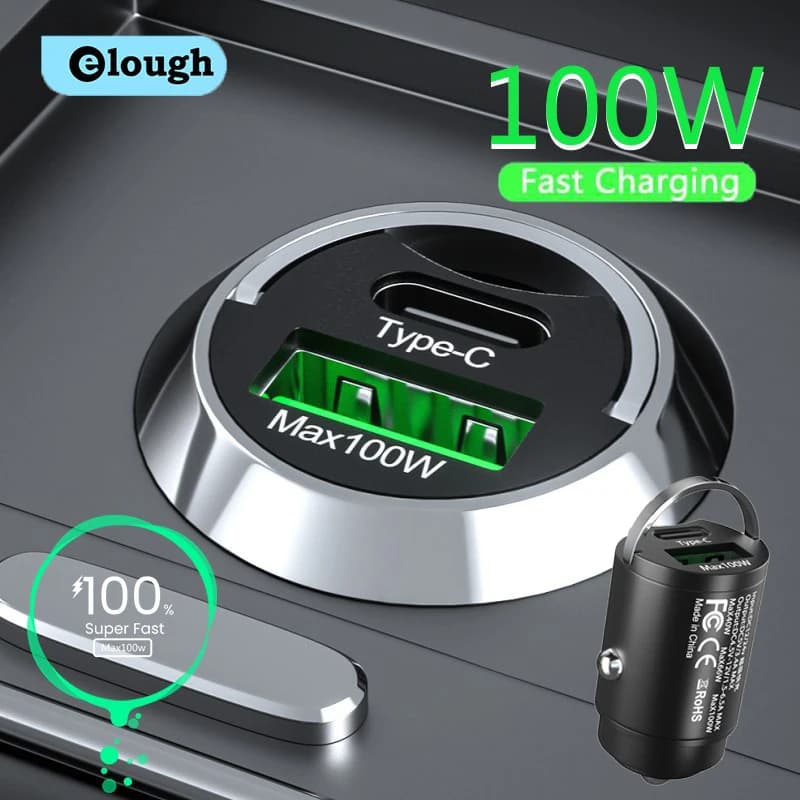 Pull Ring 100W Car Charger Fast Charging Quick Charge PD Car Phone Charger Adapter For iphone Samsung Huawei Xiaomi