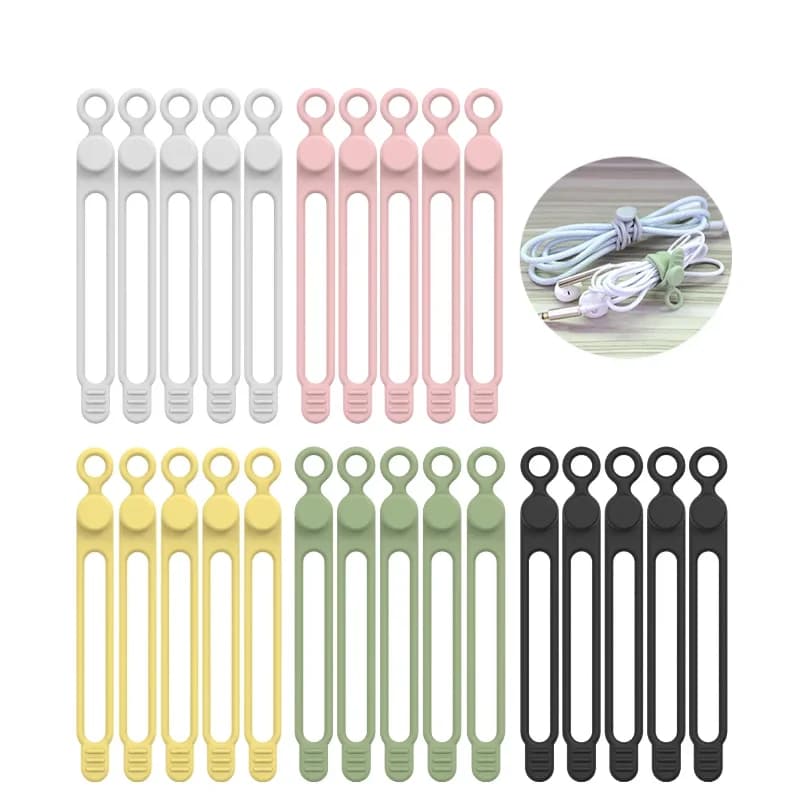 Fascette in silicone per cavi, Organizzatore di cavi, Cinghie per cavi, Fascette riutilizzabili per cavi, Organizzatore di cavi da viaggio, Fascette elastiche carine, Legature per cavi