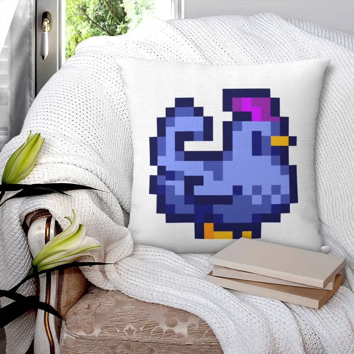 Federa per cuscino quadrata Blue Chicken Stardew Valley Game Federa per cuscino per divano di casa Soggiorno