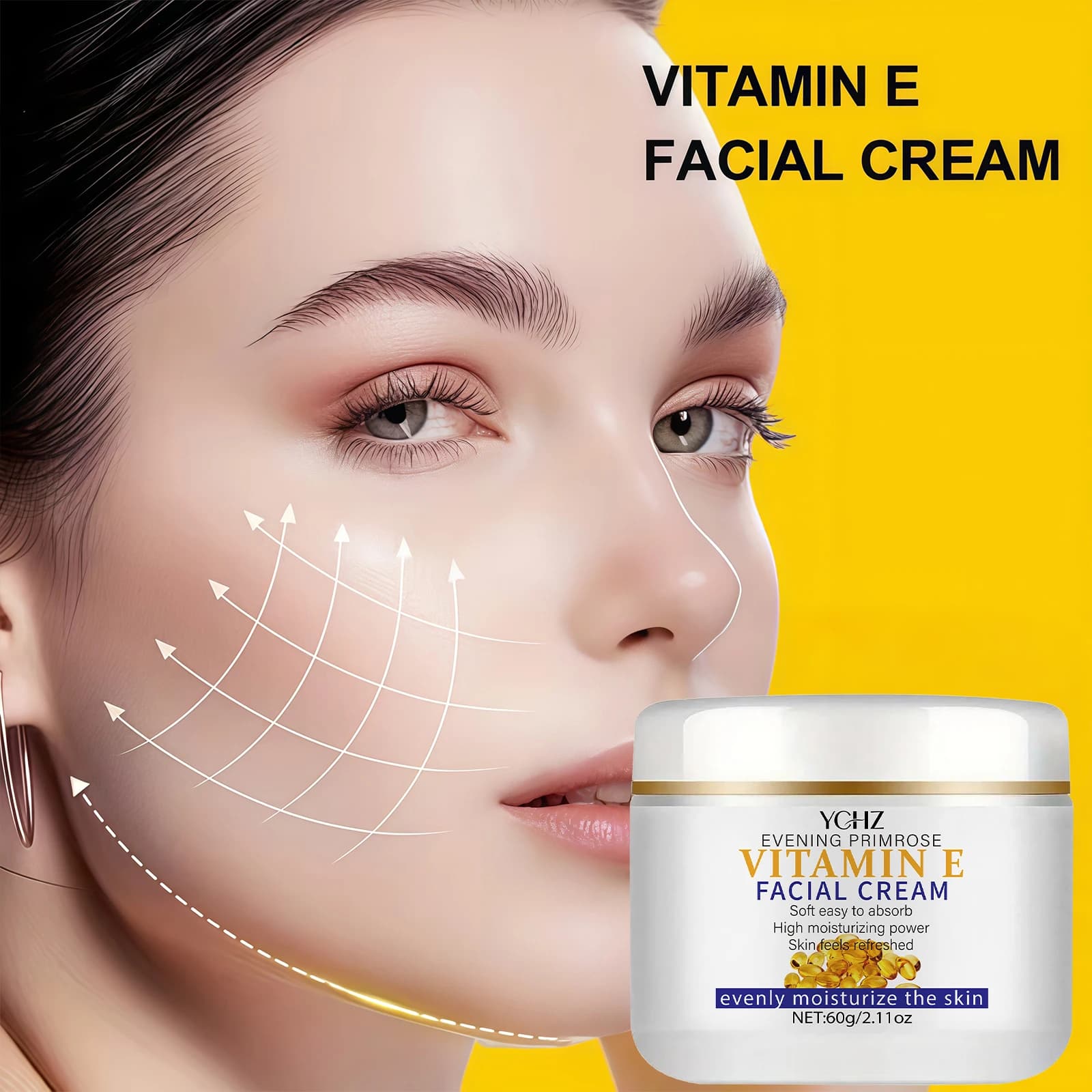 Cream Faced with Collagen and Vitamin E - Hydrating Lotion Suitable for All Skin Types, Contains Hyaluronic Acid and Retinol | Hypoallergenic Formula, suitable for both men and women.