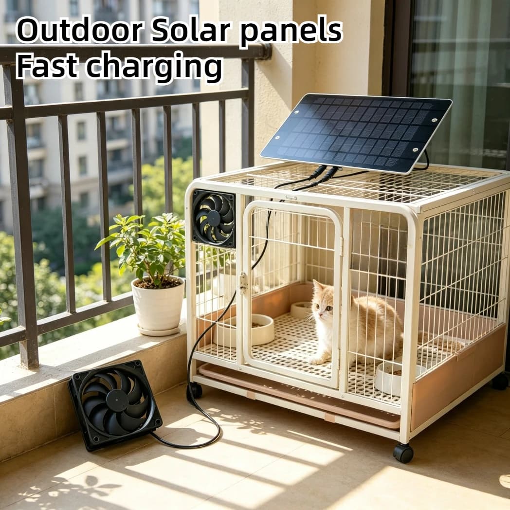 Kit di Ventilazione Solare a Doppia Ventola, Ventilatore di Raffreddamento con Pannello Solare per Pollaio, Serra, Cuccia per Animali, Capanno, Sistema di Ventilazione Esterna