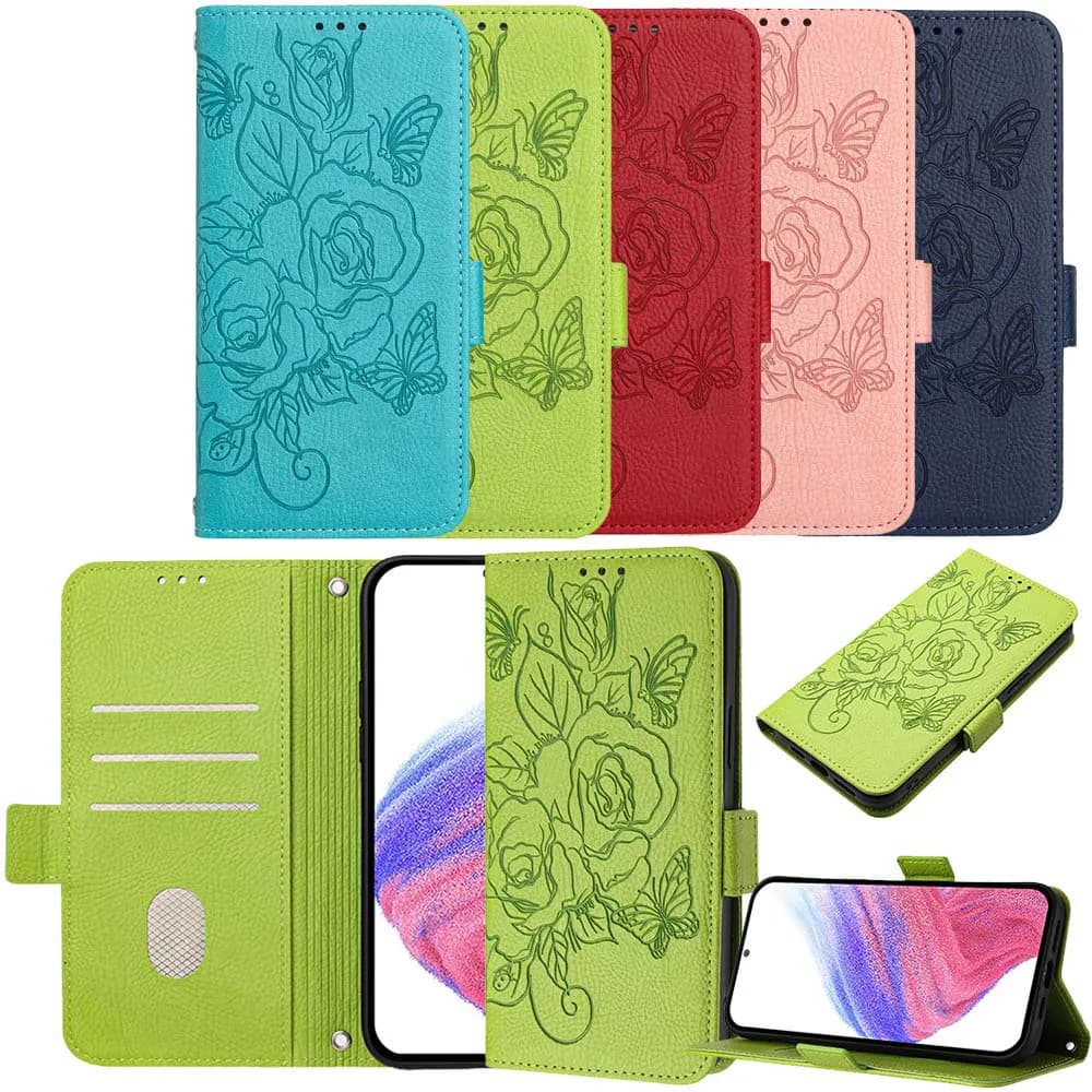 Custodia a portafoglio con protezione RFID Rose per Samsung Galaxy S26 Pro S25 Edge S24 Ultra S23 Plus S22 S21 S20 FE Flip Phone Back Cover