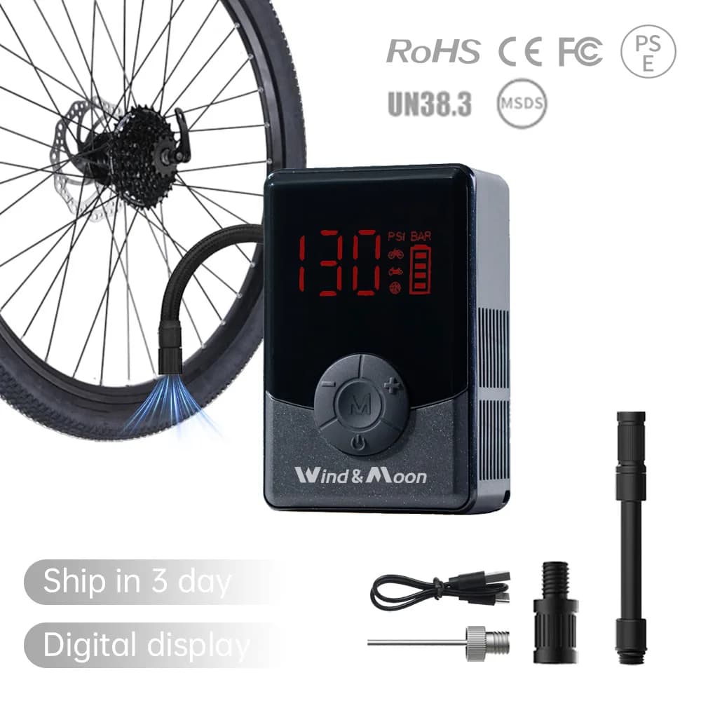 Pompa Elettrica per Bicicletta con Batteria da 900mAh e 120psi, Mini Pompa Portatile per Pneumatici, Accessori per Ciclismo