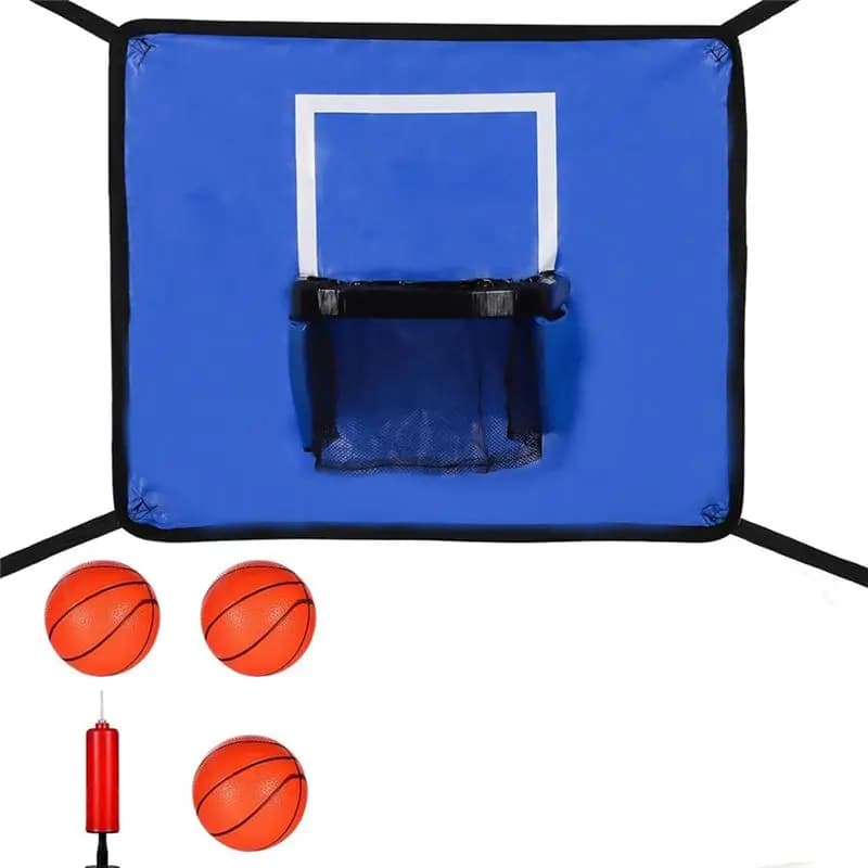 Kit canestro da basket per trampolino, con mini palline e pompa per bambini e adulti, gioco da interno ed esterno