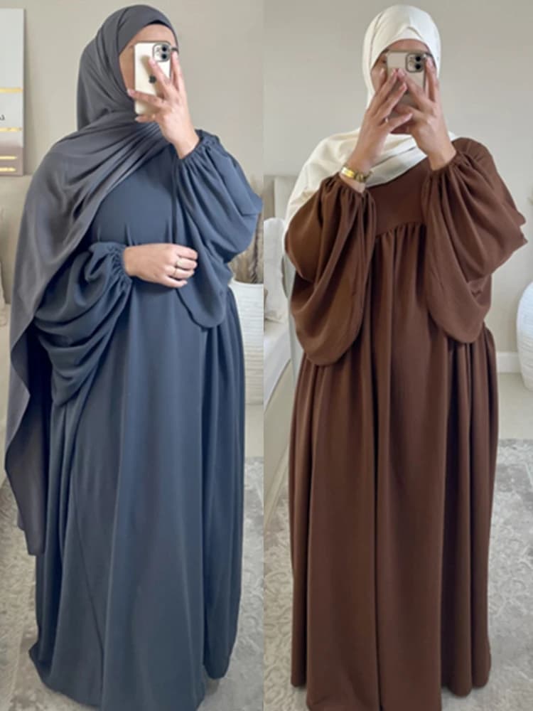 Eid Plain Modest Khimar Abaya Dubai 2024 Islam Muslim Arabic Abaya for women caftano dress caftano Robe Femme Muslim