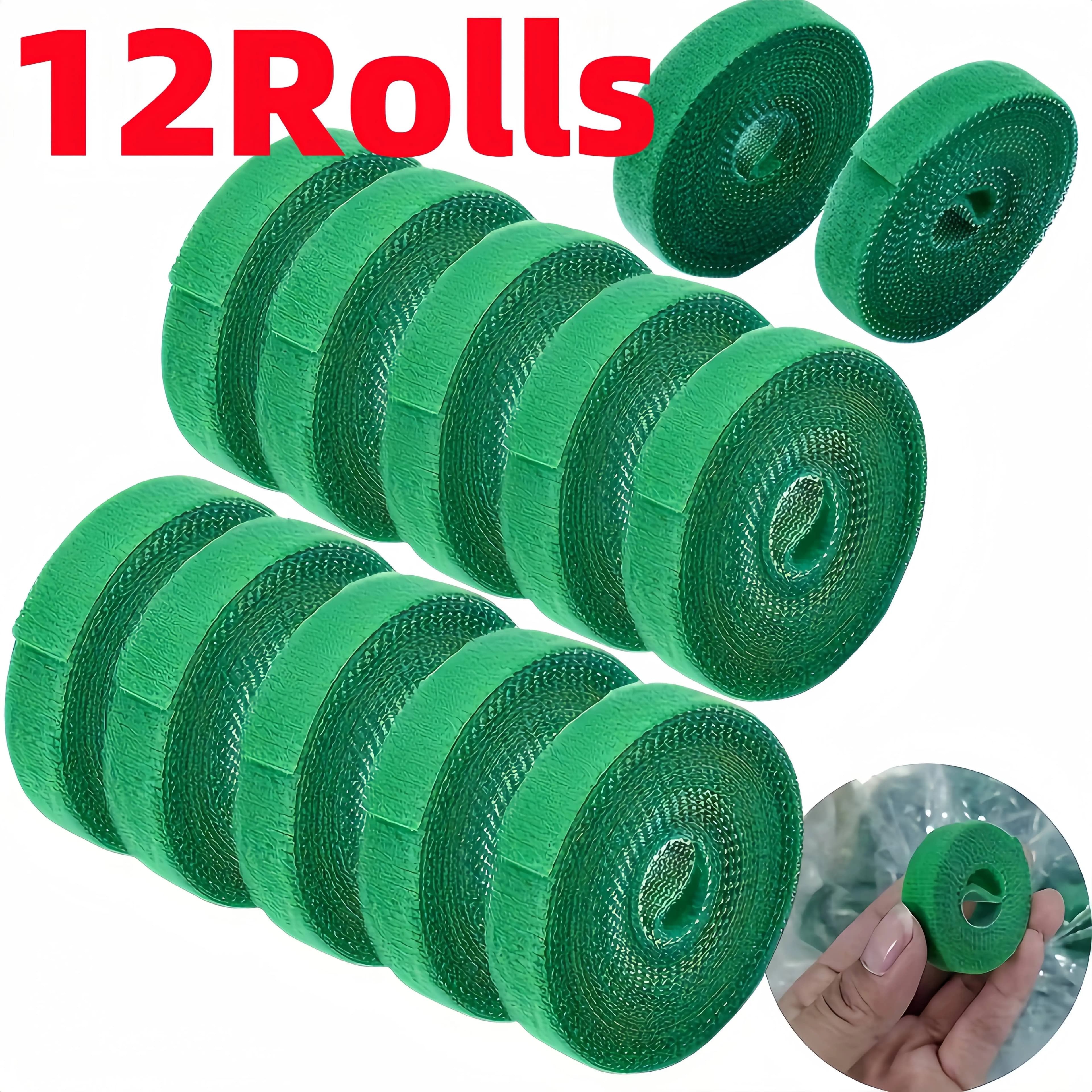 12 rotoli di fascette per bende per piante riutilizzabili con gancio per piante, nastro di fissaggio verde, supporto per avvolgimento di canna di bambù, accessori per il giardino domestico