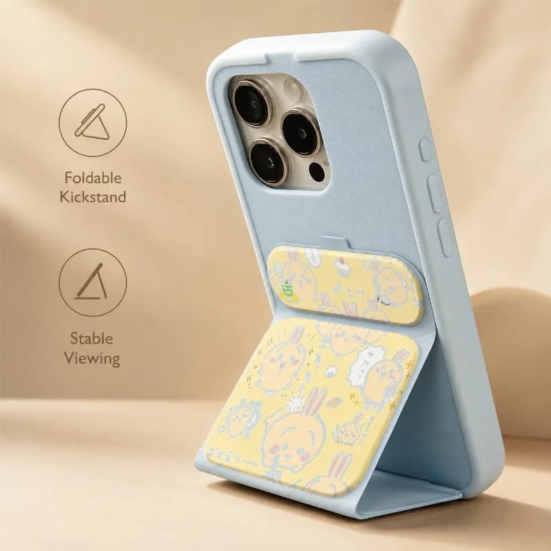 Custodia per telefono Anime Chiikawa con cavalletto per iPhone 17 Pro 16 15 14, anti-caduta, resistente allo sporco, sottile, protettiva e confortevole