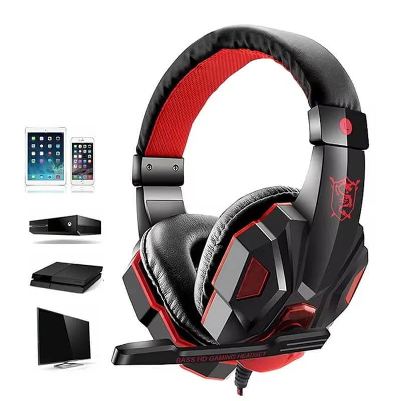 3.5mm Wired Gaming Headphones With LED Light Microphone Subwoofer Earphone Noise Cancelling Headset For Computer PS5 Xbox Switch