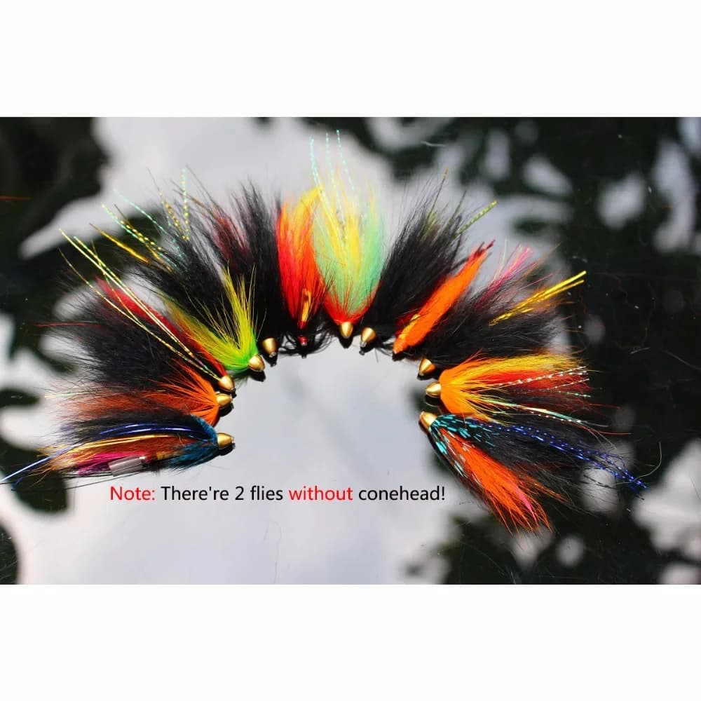 Set di 12 Mosche Artificiali Assortite Tigofly per Pesca a Mosca di Salmone, Trota e Steelhead