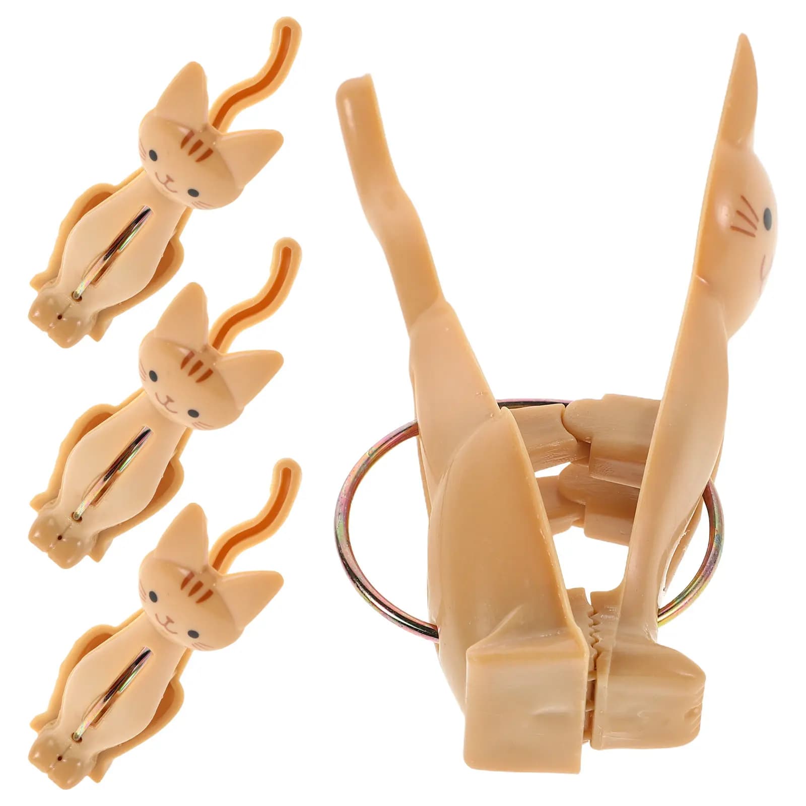 4Pcs Plastic Windproof Clothespins Cartoon Design Heavy Duty Sealing Clips for Food Bags Snack Storage Kitchen Desk Laundry
