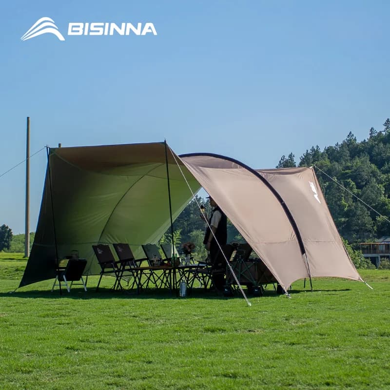 Tenda da Campeggio Pieghevole BISINNA, Grande Tettoia Portatile con Rivestimento Argentato Parasole, Tenda per Auto per Viaggi, Picnic e Spiaggia