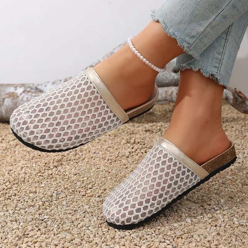 Platform Baotou Half Slippers Women's Summer Outside Wear New Fashion Fishing Net Shoes