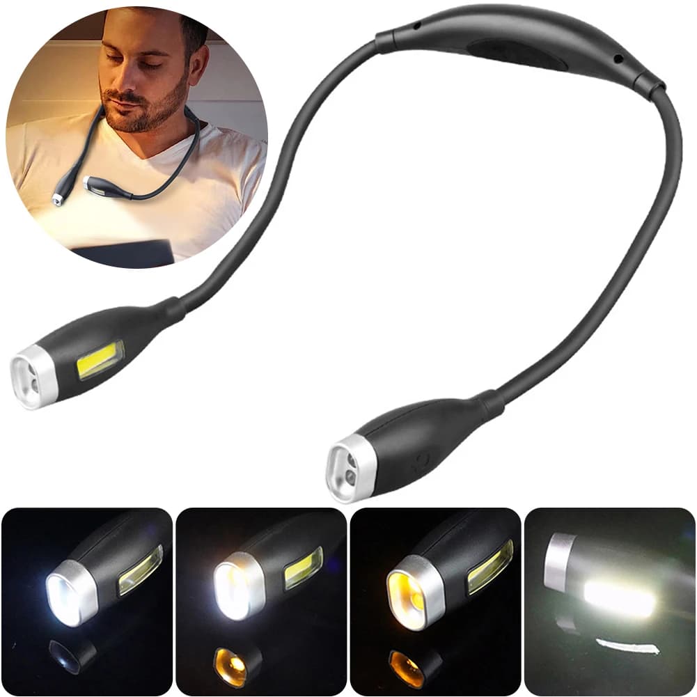 Luci da libro Luce da libro regolabile multi-angolo Vivavoce flessibile Luce da collo a LED Abbraccio Lampada da lettura Torcia a luce notturna a LED