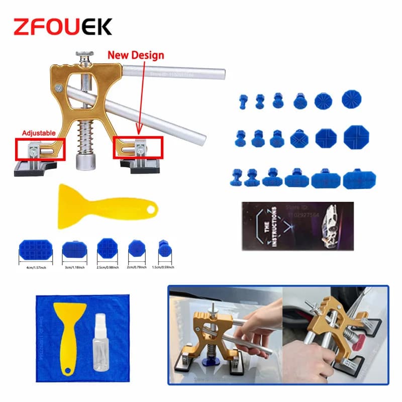 Nuovo estrattore di ammaccature per auto regolabile, rimozione ammaccature, ventosa per carrozzeria, kit di strumenti di riparazione senza vernice, kit di strumenti per rimozione ammaccature automatiche