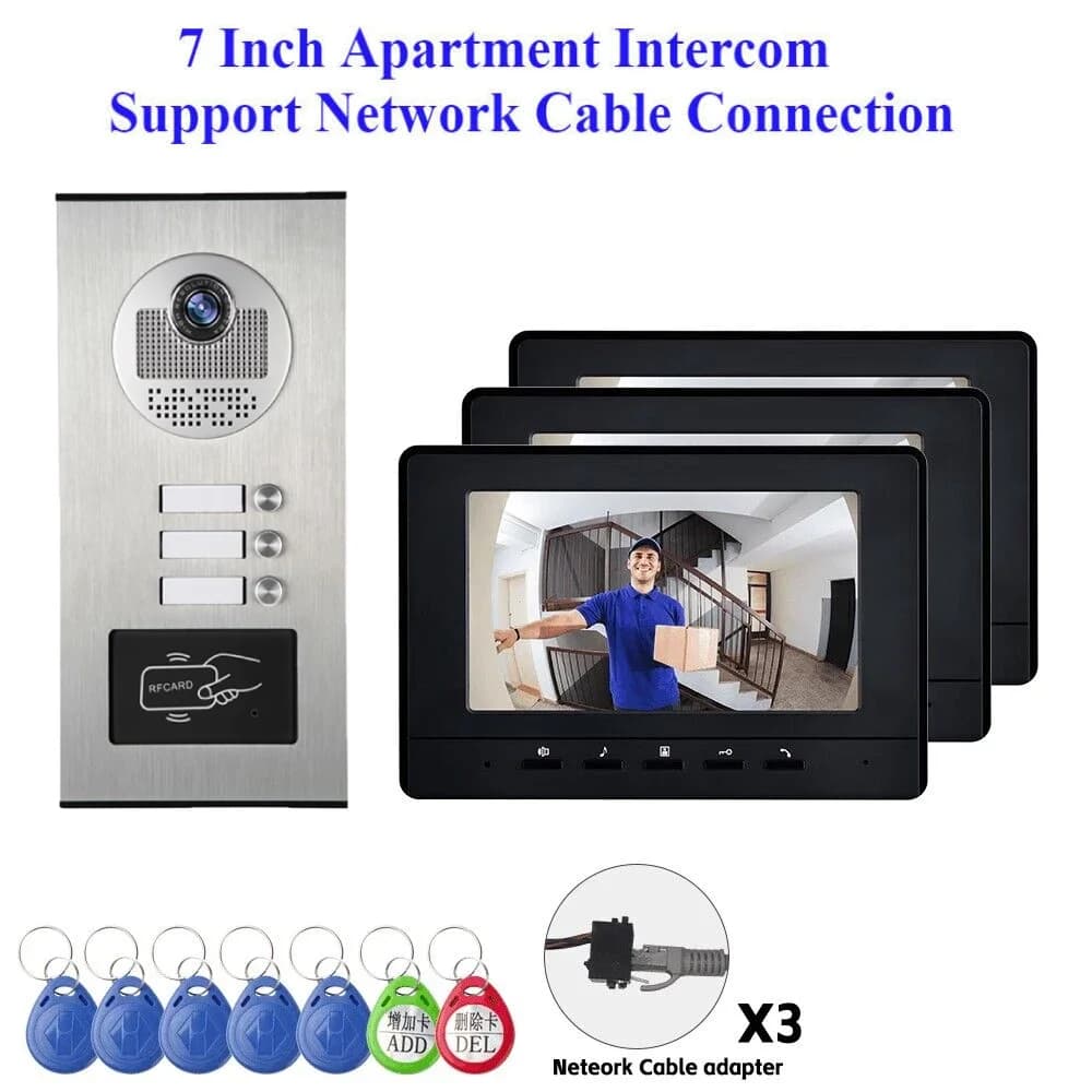 Sistema di videocitofono per porta del cavo di rete Multi appartamento RFID sblocca la porta videochiamata kit campanello per la costruzione del telefono della porta