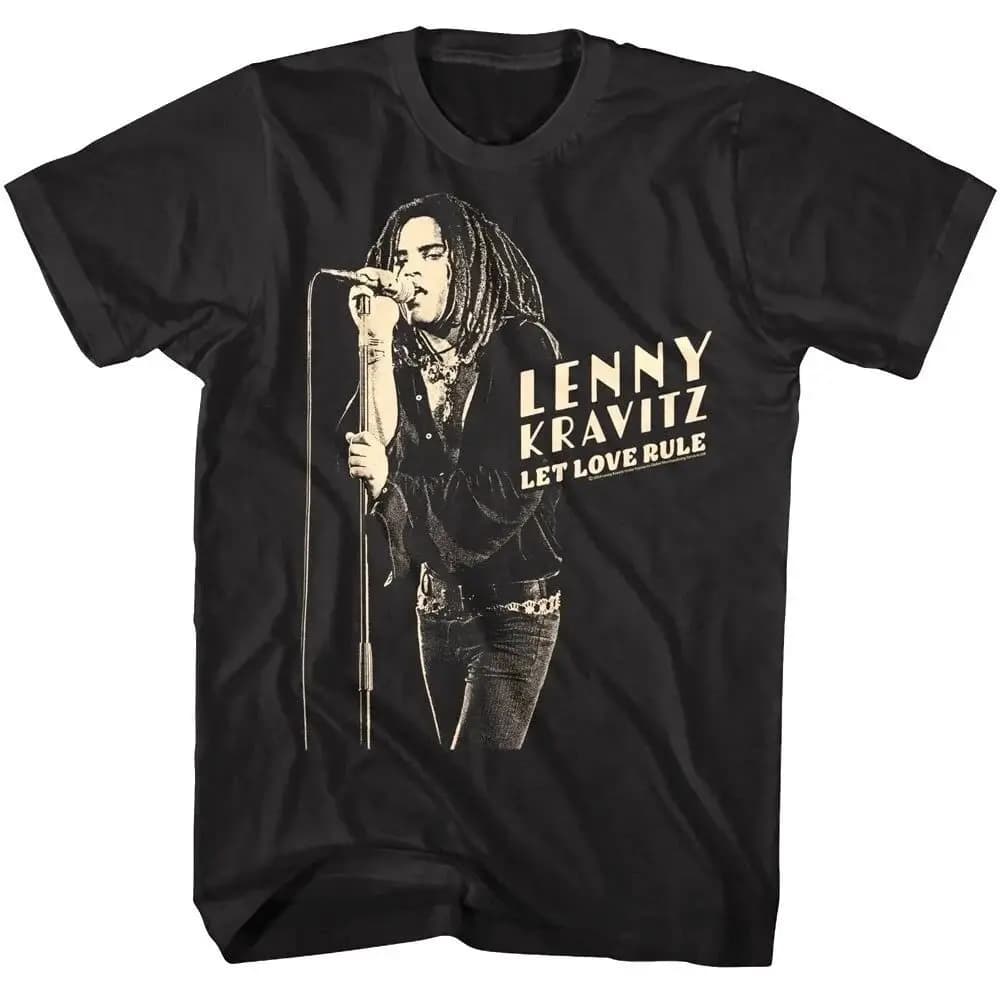 Retro Rock Y2k Top Lenny Kravitz Shirt Love Rule Rock Music Vintage Graphic Tees Loose and Breathable T-shirt Top Unisex
