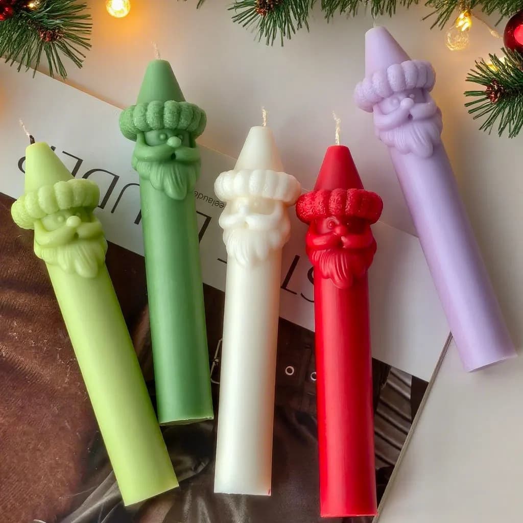 Stampo in silicone con bastoncino lungo per barba di Babbo Natale, decorazioni natalizie, regalo di festa, candela aromatica, stampo a palo lungo, per realizzare candele