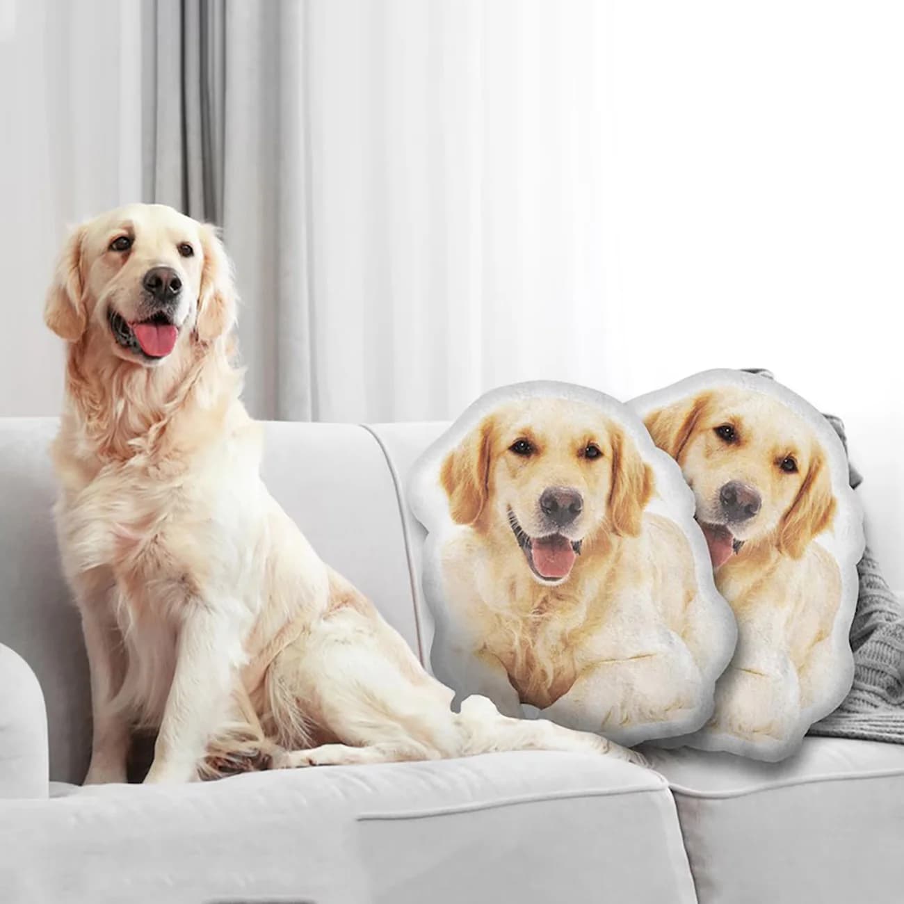 Cuscino personalizzato per animali domestici con immagine personalizzabile, a forma di cane e gatto. Carica le tue foto del tuo animale preferito.