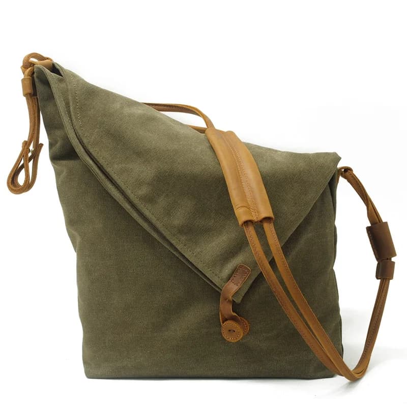 Nesitu High Quality Vintage A4 Black Khaki Green Grey White Blue Red Canvas Genuine Leather Women Shoulder Messenger Bag M6631