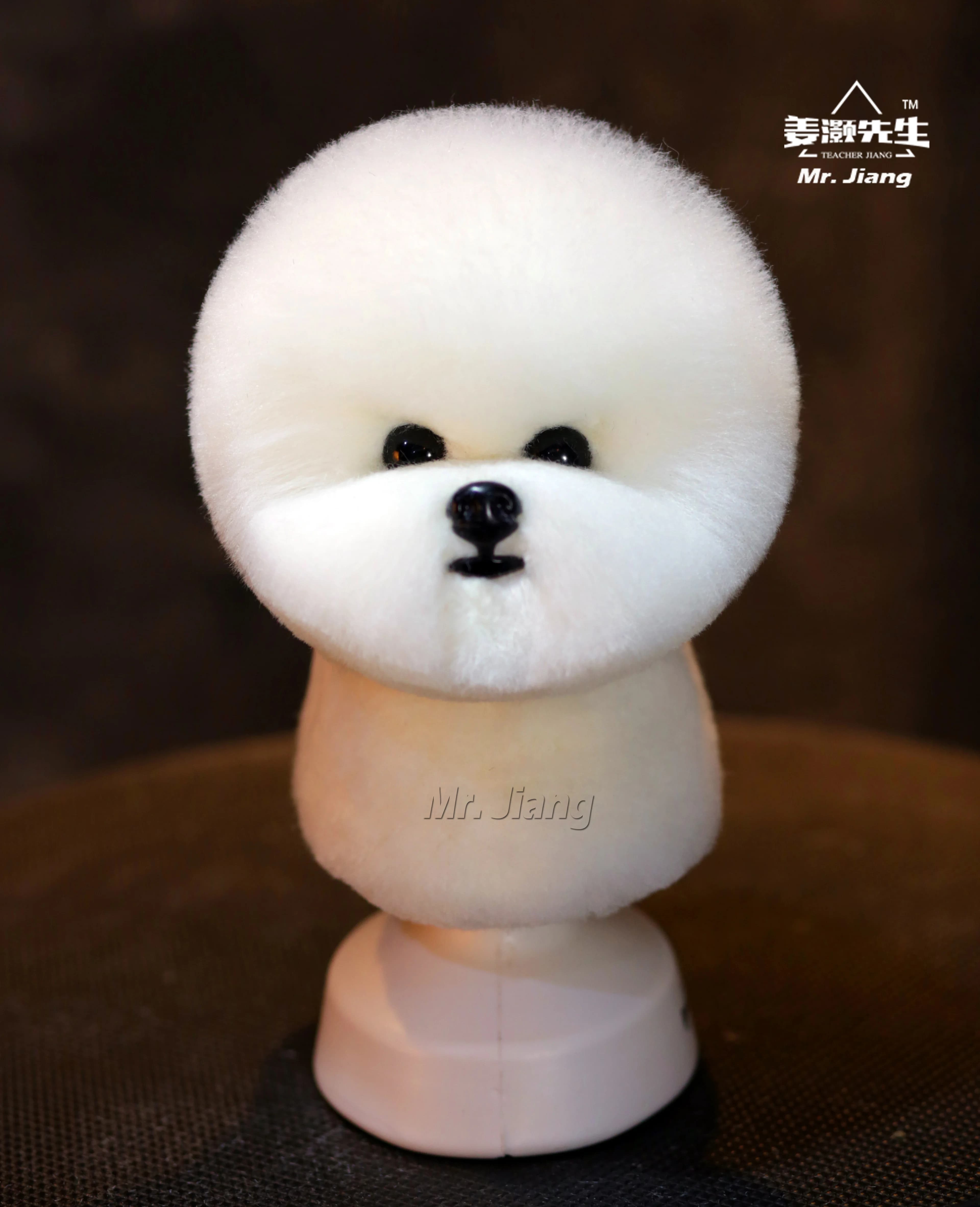 Parrucca per capelli Bichon Head per pratica di toelettatura (parrucca solo senza modello) | Strumento realistico per l'addestramento dei peli del cane per stilisti di animali domestici
