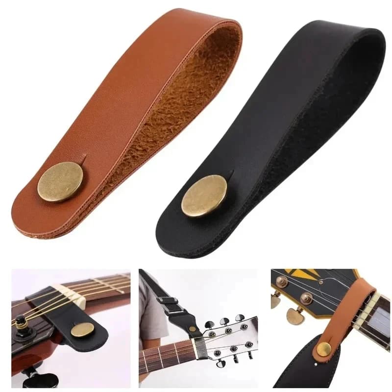 Adattatore per Pulsantiera Chitarra 1/2/3 Pezzi in Pelle Vintage con Chiusura a Scatto per Ukulele, Basso, Chitarre Acustiche ed Elettriche - Ricambi