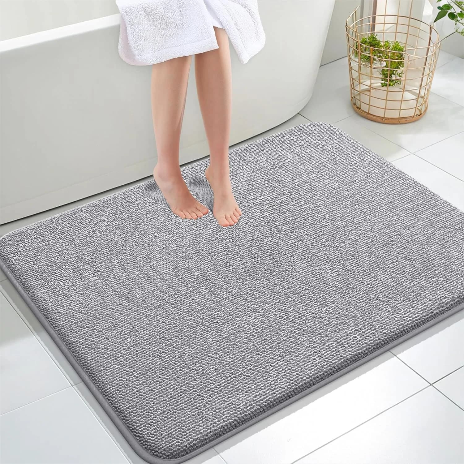 Tappetini da Bagno in Memory Foam Spesso 40x32, Tappeti Assorbenti Extra Morbidi, Asciugatura Rapida Antiscivolo Lavabili in Lavatrice per Vasca e Doccia