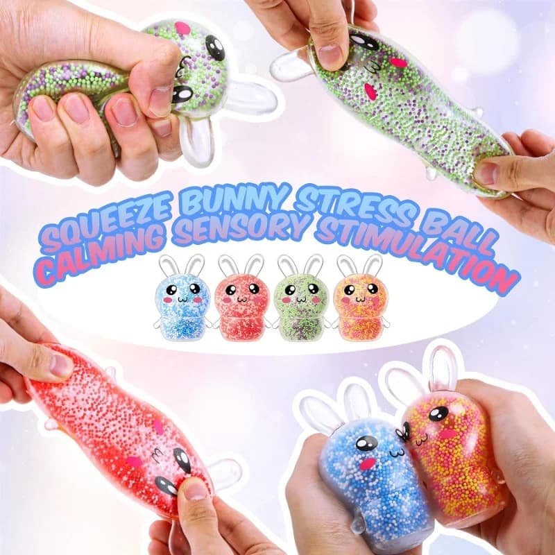 1-6 pezzi - colore casuale morbido coniglietto palla antistress giocattolo adulto agitarsi giocattolo palla antistress cestino decorazione del partito regalo per adulti