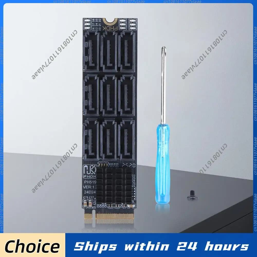 Scheda di espansione M.2 NVMe a 9 porte SATA 3.0, adattatore SSD da 6 Gbps, controller M-Key PCIe a SATA per archiviazione su NAS HDD.