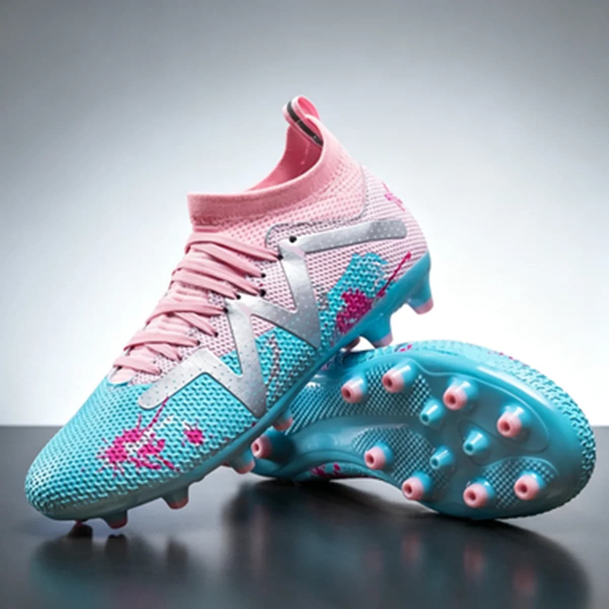 Professional Teenager Soccer Boots PU Woven Upper TPU AG FG Studs Non-Slip Wear-Resistant High Grip Sports Shoes