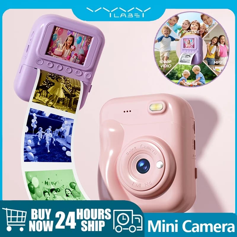 Vyvylabs Mini Stampa Fotocamera Fotografia Fotocamera istantanea Fotocamera digitale portatile Videoregistratore 1080P per ragazza Ragazzo Regalo per feste