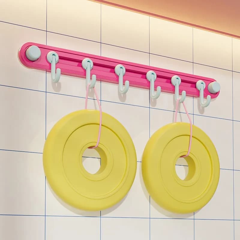 Portautensili da cucina multi-gancio in stile simpatico cartone animato-Binario con gancio a ventosa rotante-Design per papaia, nessuna perforazione necessaria