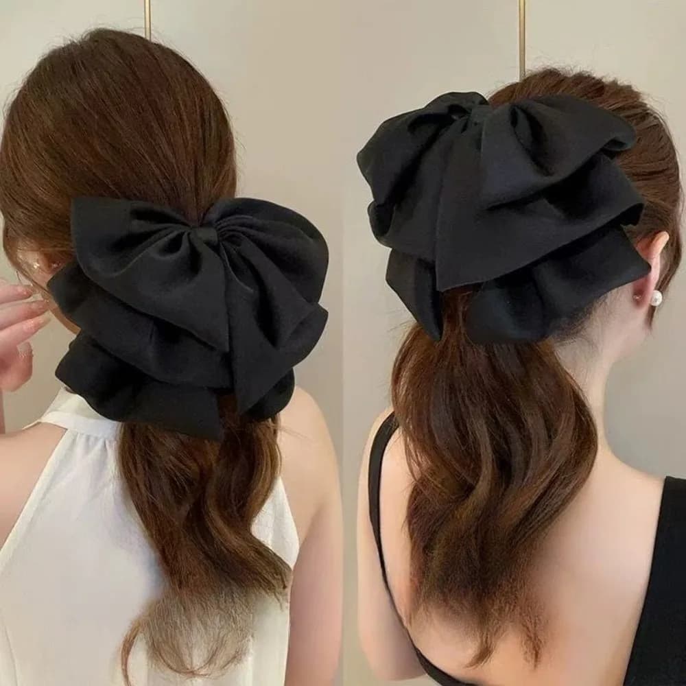 Elegant satin hair clip with bow, fashionable hair clip for women's back hairstyle