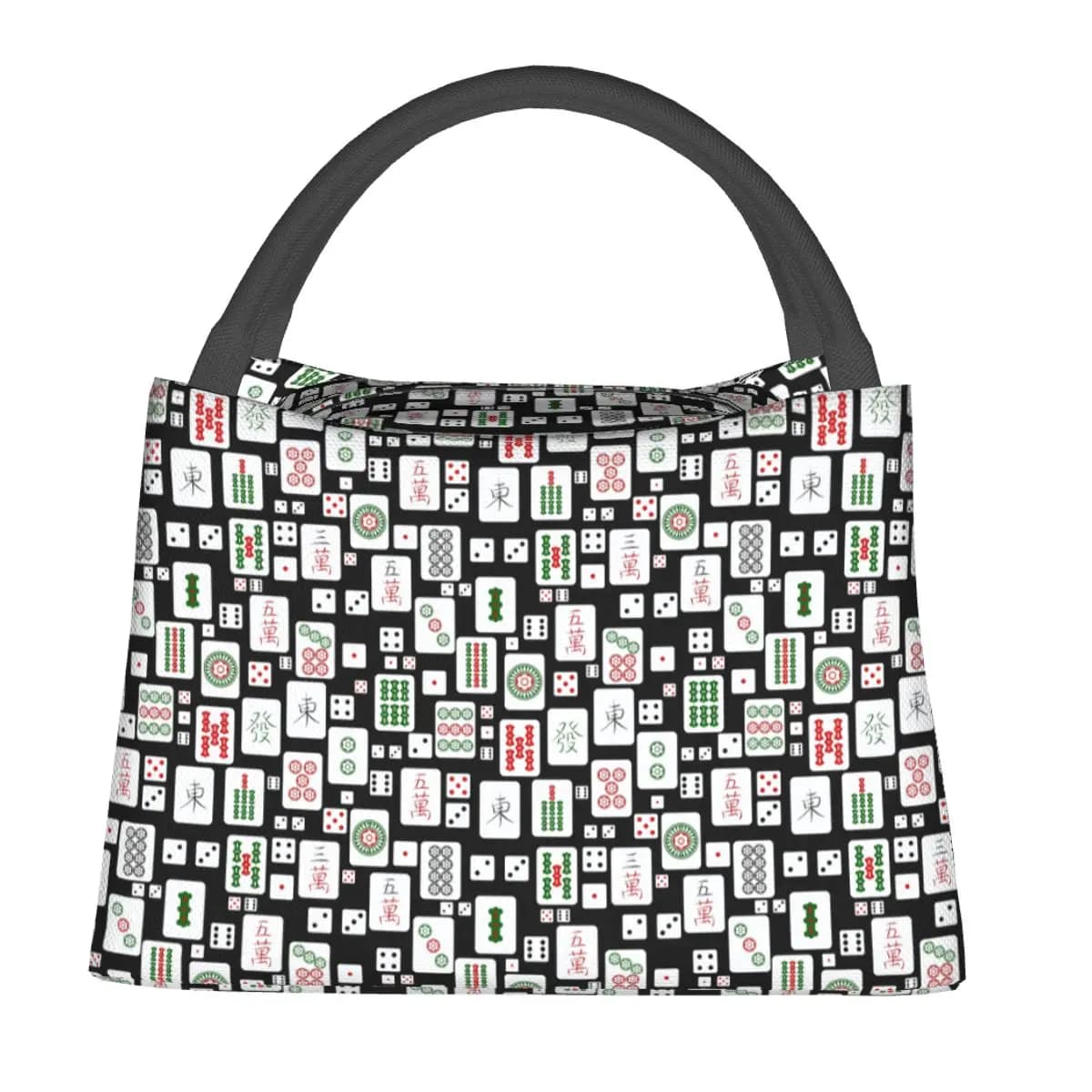 Borsa termica per il pranzo con motivi Mahjong Tiles Game Dice, per donne e bambini, contenitore portatile per alimenti, borsa termica per il pranzo