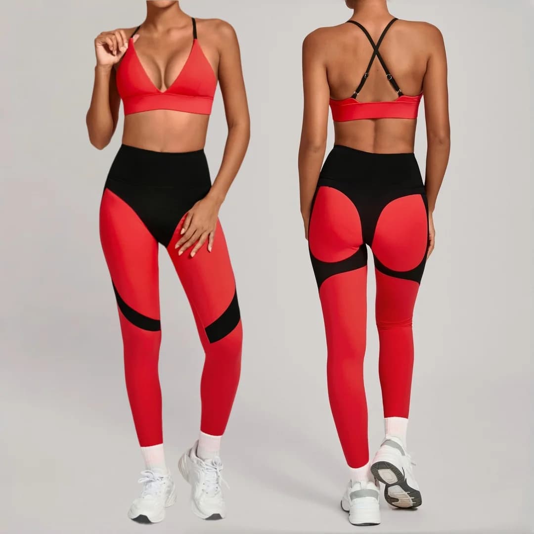 Complete with Yoga and Pilates Women's High Waist, Modeling, No Back, for Sports, Fitness, Running, Casual and Gym - Set Leggings and Top