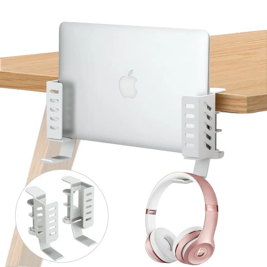 Nessun supporto per laptop da scrivania, supporto per laptop, morsetto per supporto per laptop sospeso su organizer per riporre il lato della scrivania