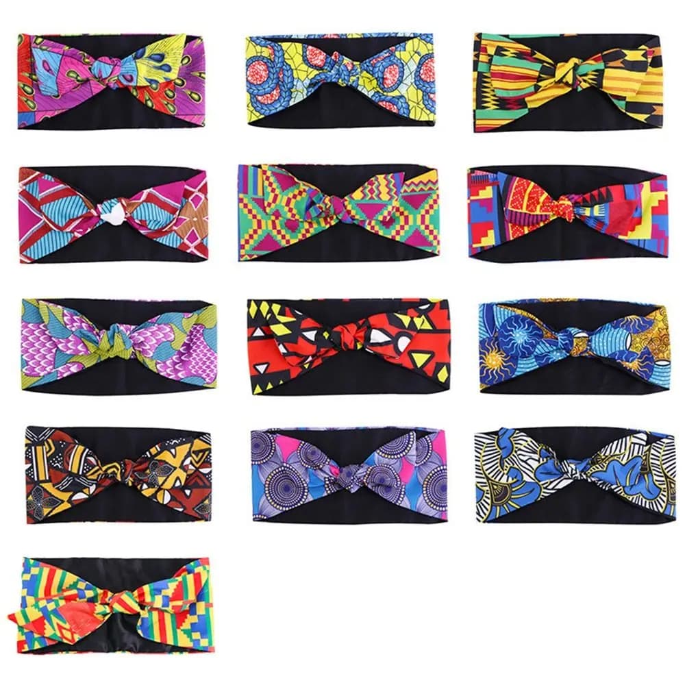 Elastic knotted sports hair band with vintage African wide print Yoga band to wear every day Turbante for women
