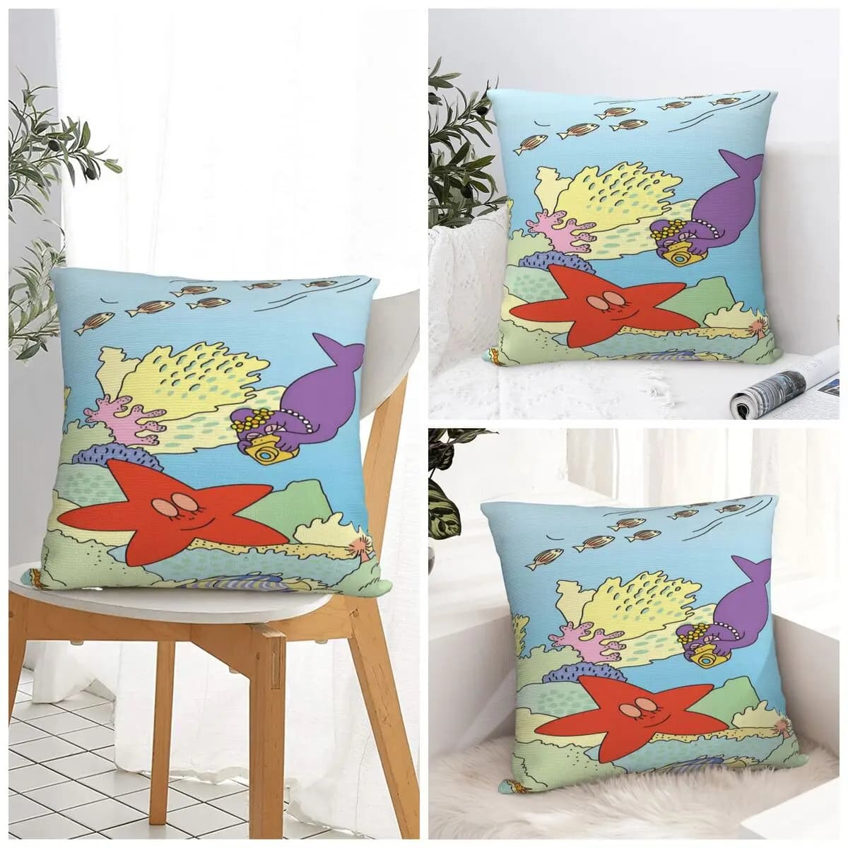 Federa per cuscino Simpatico cartone animato BB-Barbapapas Fodera per cuscino morbida Fodera per cuscino Kawaii Federe stampate per divano Decorativo per la casa