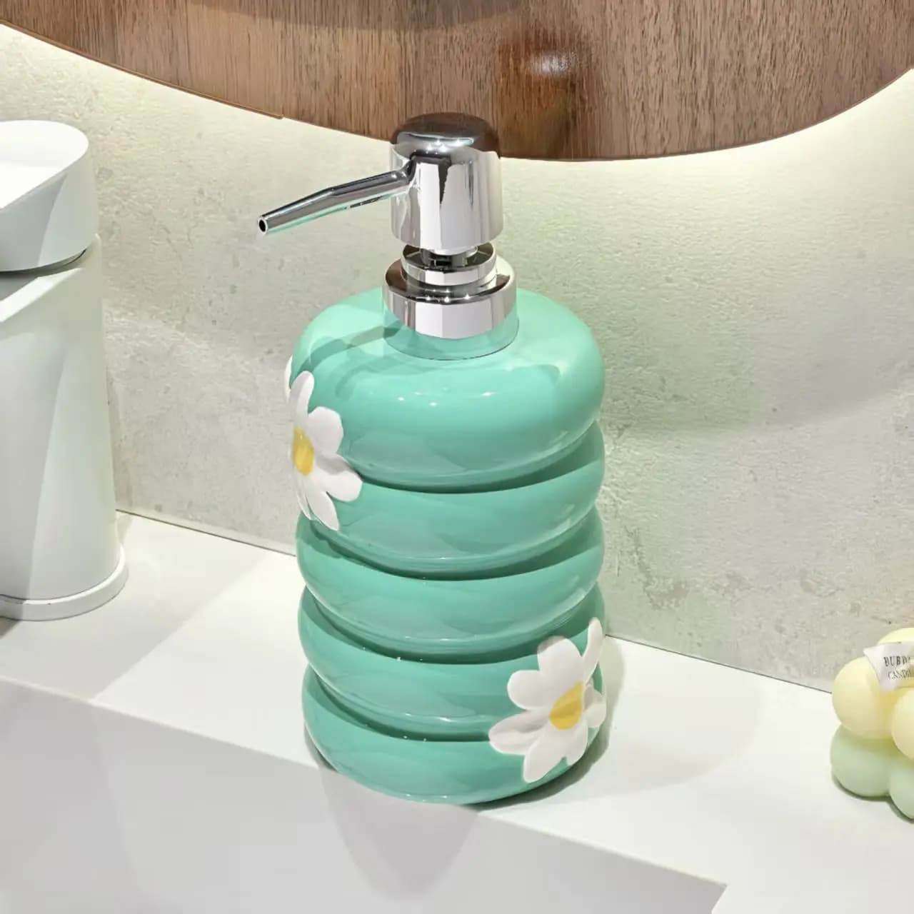 Dispenser di Sapone in Ceramica a Forma di Ciambella Nera, Bottiglia per Lozione, Shampoo, Balsamo, Bagnoschiuma, Accessorio Decorativo per il Bagno