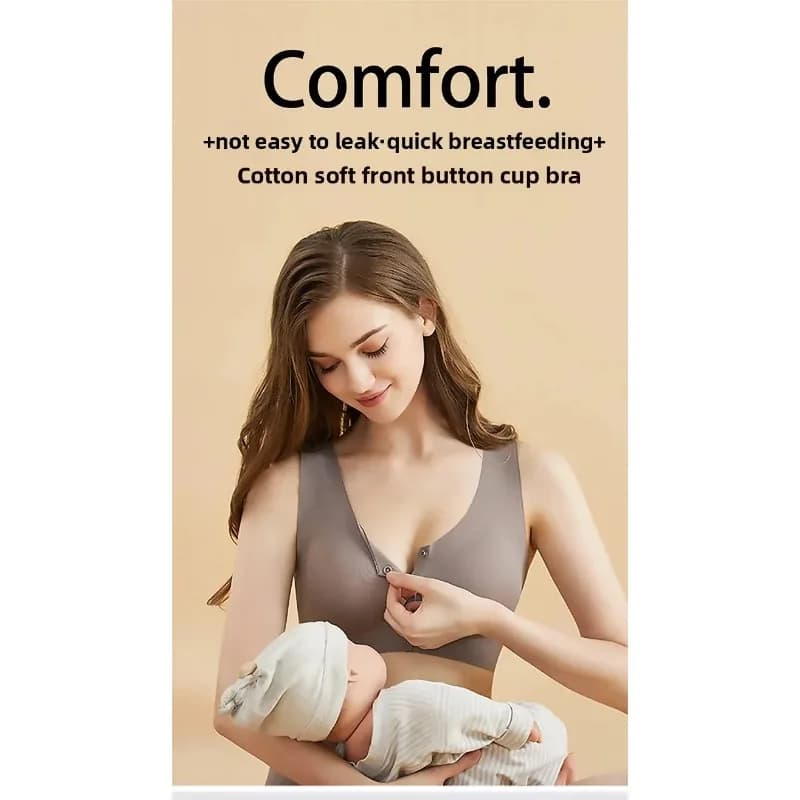 Pregnant Women's Front Opening Ultra-thin Breathable Nursing Bra with No Trace Breathable Gathering Anti Sagging Underwear