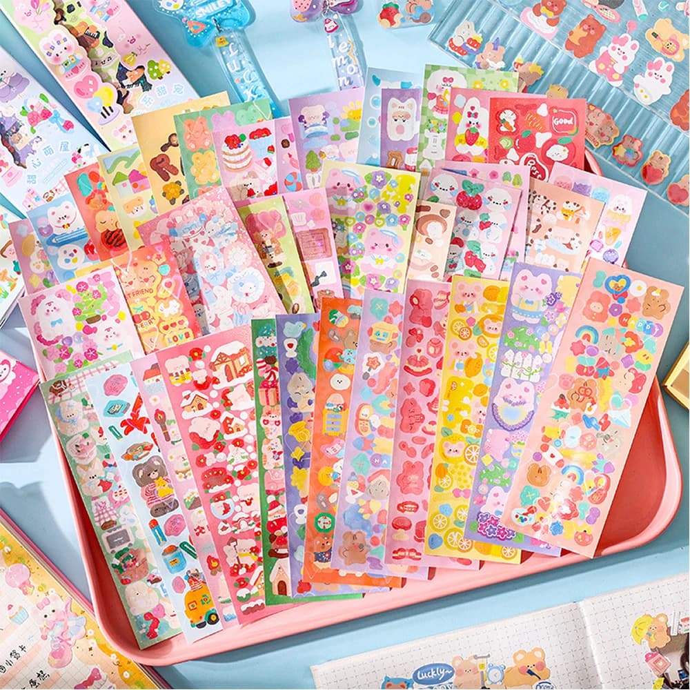200p Kawaii stickers for cute kids stationary diary aesthetic decoration artistic supplies stickers for Scrapbooking lot Korean paper