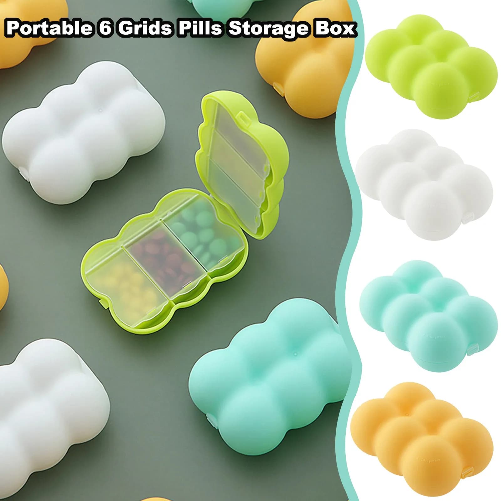 6 Grids Pill Organizer Travel Moisture Proof Pills Box For Pocket Purse Daily Pill Case Vitamin Holder Container