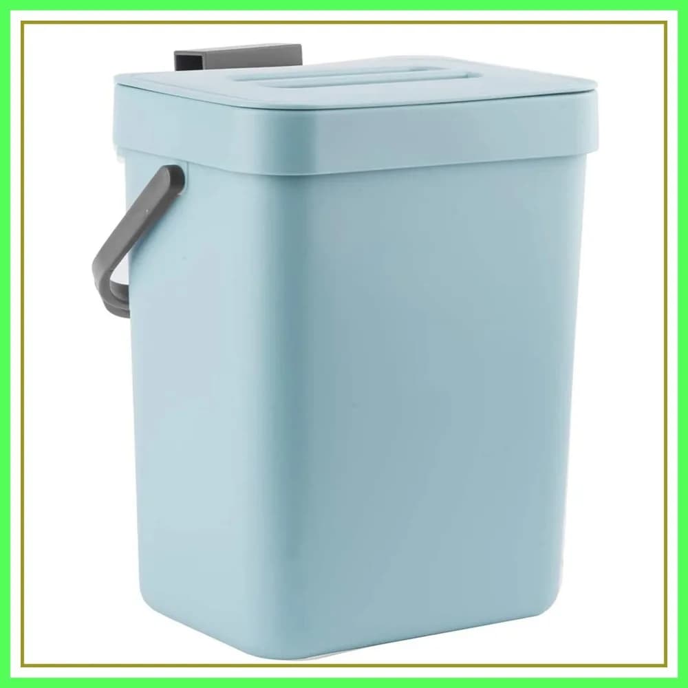 Piccolo Contenitore per Compostaggio da Cucina, Secchio Inodore da 3L con Coperchio, Bidone Appendibile per Camper/Ufficio/Animali Domestici, Blu