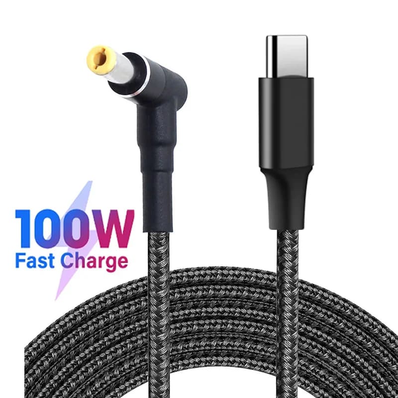 Cavo convertitore maschio da 100 W tipo C a 5,5x2,5 mm DC Notebook USB C PD Cavo di ricarica rapido per laptop Asus Lenovo Toshiba (18-20 V)