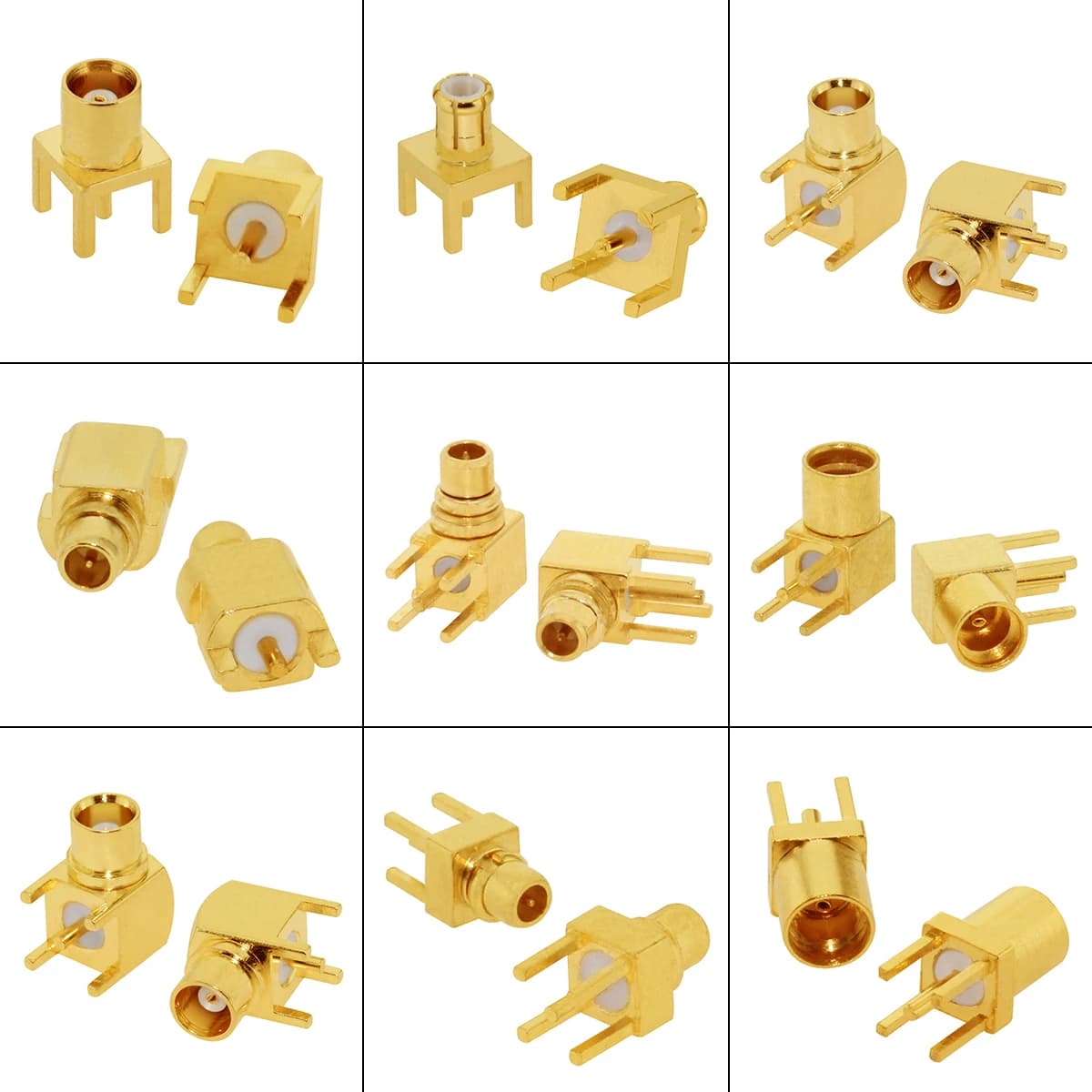 1PC MCX MMCX maschio femmina PCB Mount dritto connettore coassiale RF angolo retto 90 gradi terminale di saldatura placcato in oro nuovo