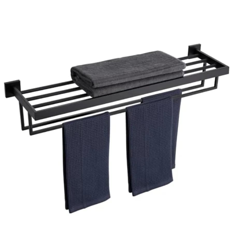 Portasciugamani da Bagno 32'' con Doppio Portasciugamani in Acciaio Inox SUS304 Montaggio a Parete B6003BK-L32