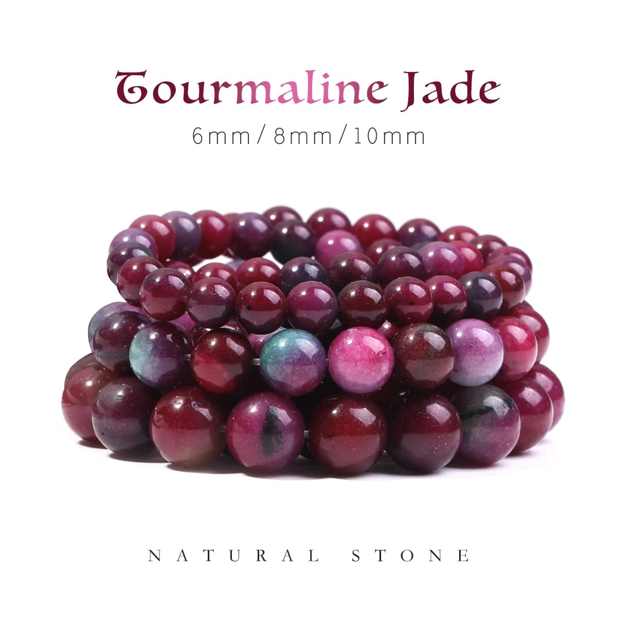 6/8/10MM Stone Beads Add Color Tourmaline Round Loose Spacer Beads Diy Handmade Bracelet for Jewelry Making Accessories