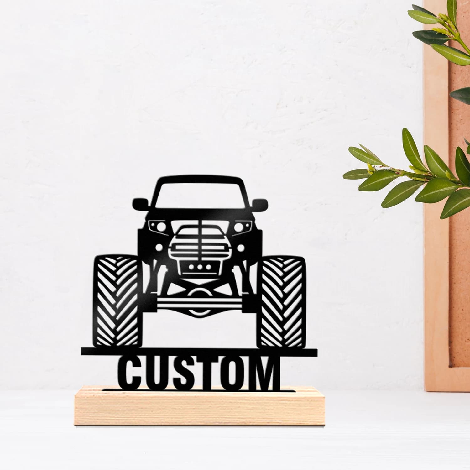 1pc Metal Art Desktop Decoration Custom Name Equipped with A Wooden Base Home or Office Decorations