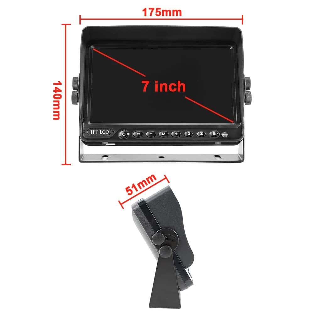 Carsanbo Monitor autonomo AHD da 7-10 pollici per auto con protezione parasole per sistema di telecamere per auto 360 Sistema di sorveglianza retrovisore per auto